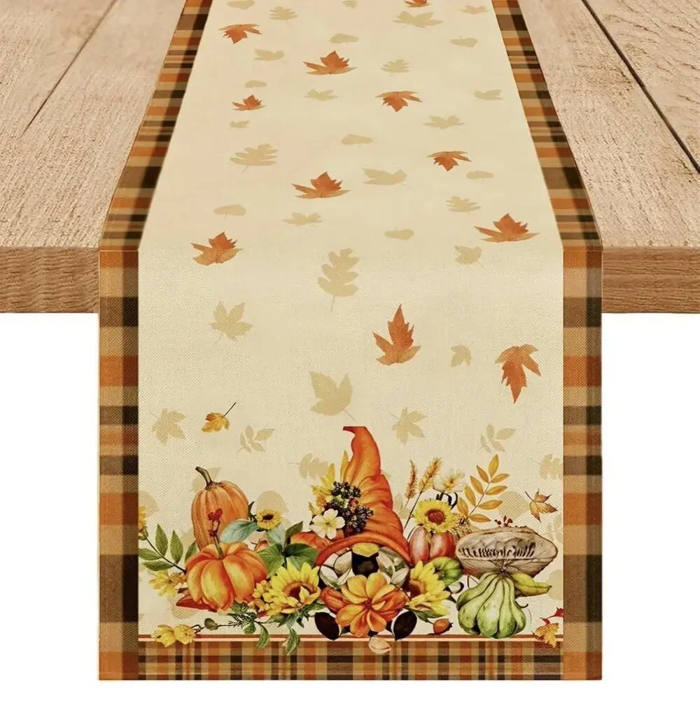 Hello Fall Table Runner Gnome Leaves Seasonal 13X72